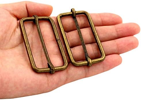 Fivela de retângulo de bronze de metal genérico 2 x 1 tamanho de barra deslizante de barra de barra de barra de slider de 10 pacote