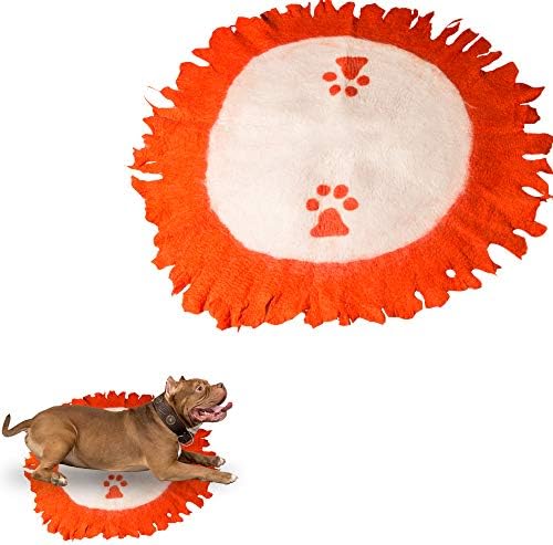 Le Sharma de lã Pet Tapet - tapete de cachorro/gato ecológico com design de pata - tamanho de 39 polegada diâmetro