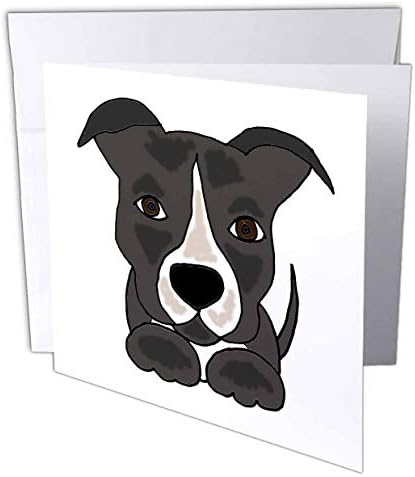 Cartoon de cachorro de cachorro Pitbull Cinzy Pitbull - Cartoon - Greeting, 6 x 6 polegadas, conjunto de 12
