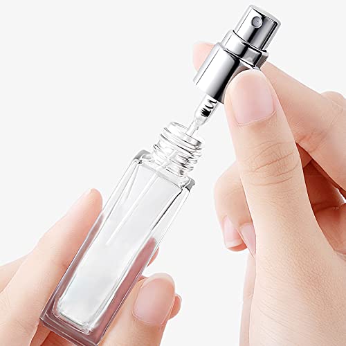 4 PACK-30ML +10ML Garrafa de perfume de vidro Flint Recilável, garrafa vazia de atomizador de colônia portátil quadrado com aplicador de spray para viagem