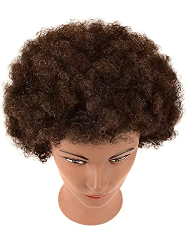 Cabeça de manequim encaracolada Afro Afro com cabelos humanos cabelos de cabelo cacheres penteado estilismo cosmetologia