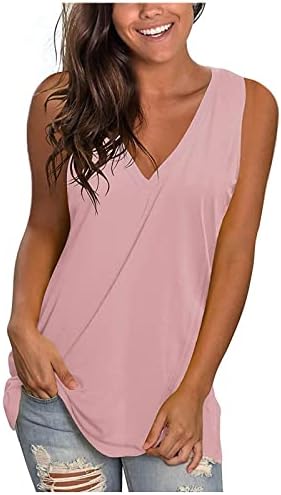 túnica de túnica de verão feminina para leggings v tanque de calça de pescoço com camiseta solta sólida 2023 camisas casuais de verão