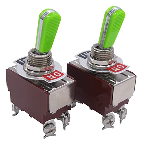 Vevel 2pcs univeral pesado 20a 125V DPST 4 Terminal On/Off Rocker Switch Switch Metal Stainless Top