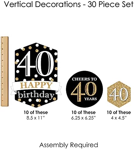 Grande ponto de felicidade adulto 40º aniversário - ouro - festa de aniversário pendurando decorações verticais e redemoinhos