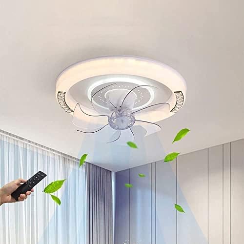 LTBFDDCC 19,7 polegadas de rubor Luzes de ventilador de teto com remoto, LED Dimmable 3 Modos Iluminação e 6 velocidades de vento Ventilador de teto de tempo inteligente com luzes para o quarto da sala de estar da cozinha, branco