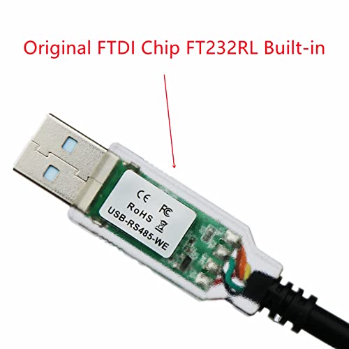 JXEIT FTDI USB-RS485-WE Cabo de conversor serial USB a RS485 com LEDs TX/RX, extremidade do fio, 1,8m