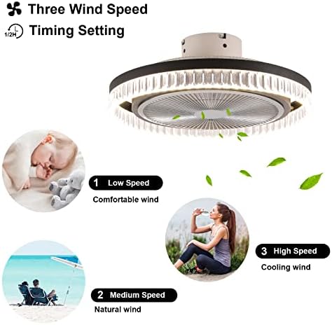 Ventilador de teto pinfm com luzes fãs de teto de montagem de descarga de baixo perfil com controle remoto 3 velocidades de vento