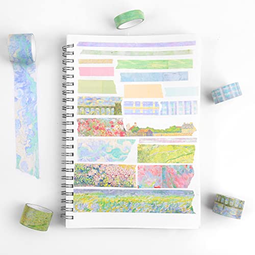 Conjunto de fita washi verde floral de dizdkizd, 20 rolos fofos de fita sazonal de máscara estética de registro de diário para o planejador