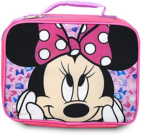 Mochila Minnie Mouse Disney Bundle Minnie com lancheira para meninas, crianças ~ 4 pc 12 polegadas bolsa escolar, garrafa