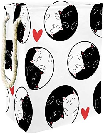 Dia dos Namorados Yin Yang White Black Cats Hearts Padrão Rapazina de Rapazes para Crianças para Crianças Organizador de Caso