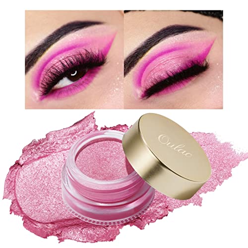 Oulac Pink Cream Eyeshadow Sombra altamente pigmentada à prova d'água e duradouro para mulheres com fórmula lisa hidratante.