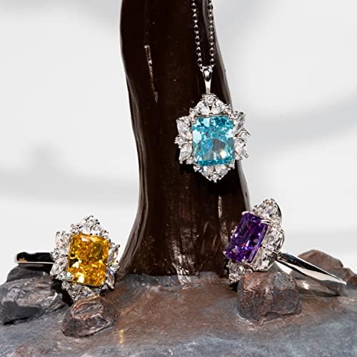 Jyotsna S925 Diamantes de Silver Ring Pingente & Sterling Silver Colar & Ring Solter - Mães do Dia dos Namorados Aniversário