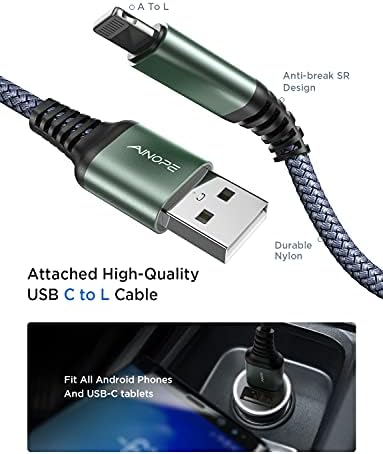 Adaptador de carregador de carros para iPhone, Mini 24W/4.8A All Metal Lightning Car Carreger [Cabo Certificado MFI], Lisen Dual