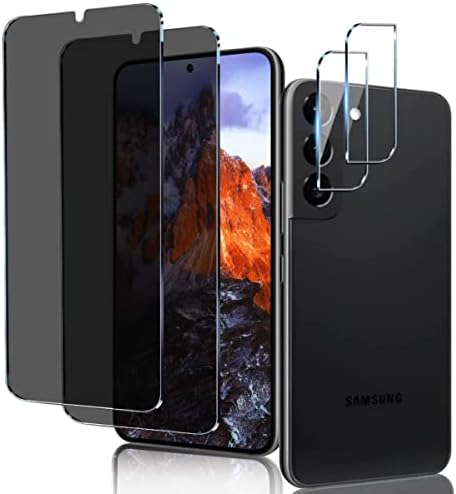 [2+ 2 pacote] Protetor de tela de privacidade e protetor de lente da câmera para Samsung Galaxy S22+ mais economia
