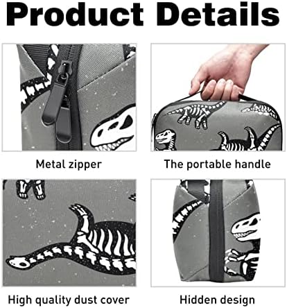 Cartoon Dinosaurs Organizador de Eletrônicos de Impressão de Esqueleto, Bolsa de Armazenamento de Cordamento de Cordão à prova