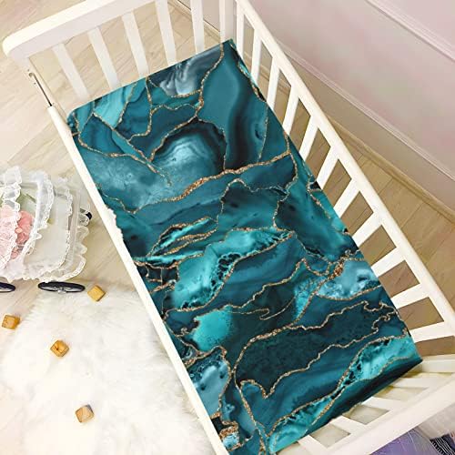 Lençóis de berço de mármore turquesa para bebê lençóis de berço macio e respirável lençóis de cama laváveis ​​para criança para menino bebê garoto
