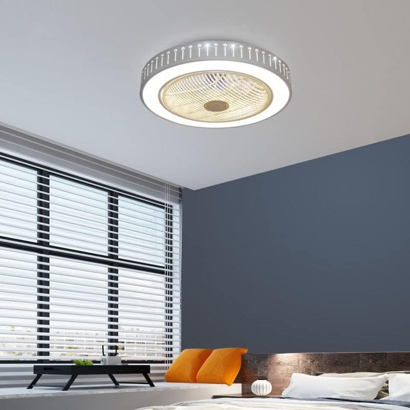 Chezmax Bedroom Light Fan Lamp LED Teto Light Light Invisible Fan Sala de jantar Luz com controle remoto escurecimento
