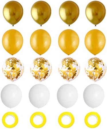 124pcs Balões de látex conjuntos de decoração brilhantes para coleta de festas de aniversário (12 polegadas, balões de ouro de 40pcs de metal, balões de látex dourados de 40pcs, 20pcs de balões brilhantes, 20pcs White Latex