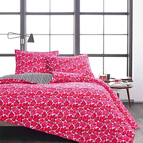 Marimekko - Conjunto de colcha duplo, cama reversível de algodão com uma decoração de casa simulada e simulada