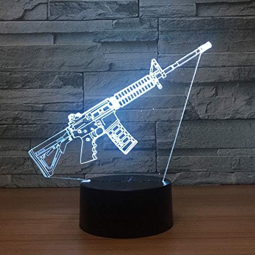 Molly Hieson 3D Gun Night Table Lamp Decor Decor Tabel Lâmpadas de Ilusão de Ilusão de Corpo 7 Luzes de Cores Luzes Lâmpada Led