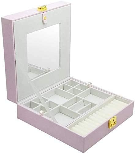 Caixa de jóias de armazenamento simples de couro WQLYK PU com brincos de bloqueios de colar caixas de jóias de embalagem