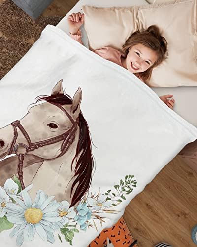 Cobertores de bebê para meninos unissex meninas, margaridas florais Cobertoras de chapas de cavalo super macio cobertor de flanela