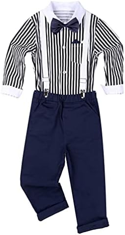 Yizyif Boys 4 peças ternos de calças suspensas conjuntos de roupas finas de roupas formais para meninos