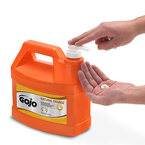 Limpador de mão lisa de laranja natural do GoJo, aroma cítrico, 1 galão de fanamia de bomba de limpador de mão suave de ação suave - 0945-04