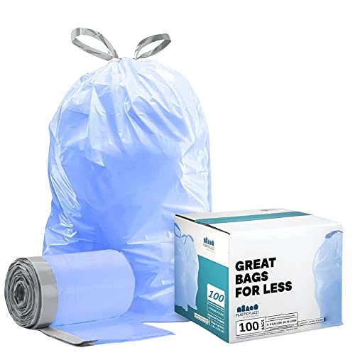 Plástico Plástico Custom Fit Bags Sacos de lixo Simplehuman Código H Compatível, lixo de cordão azul colorido, forros de 8-9 galões,