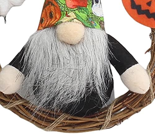 Jaweiwi Halloween Wreath House Decoração Rattan Doll sem rosto Pumpkin Ghost Grus