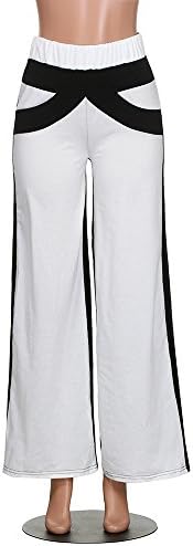 Calça de flare para mulheres colorido bloco de ioga calça elástica de cintura calça calça calça casual pernas largas lisadas lisadas