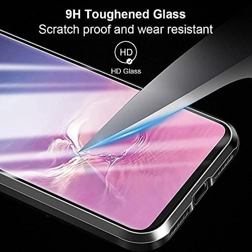 Quietip Compatível para a caixa da Samsung Galaxy S21, caixa de vidro com limpeza de metal magnético, moldura de metal corporal fino vidro temperado duplo-face com lente de tela embutida, roxo