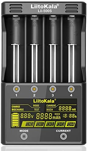 LIITOKALA LII-500S 18650 Carregador de bateria para 18650 26650 21700 AAA Botão de toque da bateria LCD Teste a capacidade