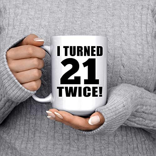 Designsify 42nd Birthday Eu completei 21 anos e 15 onças de caneca de café branca caneca de cerâmica de xícara de chá com alça,