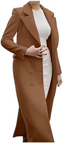 Cokuera feminina elegante cor sólida de cor longa jaqueta longa
