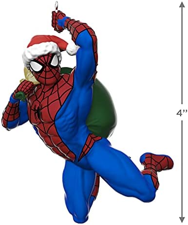 Hallmark Keetake Ornamento de Natal 2021, Marvel Spider-Man in the Holiday Swing