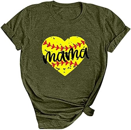 Baseball mamãe t sucata mulheres manga curta camiseta camiseta mama camisa casual beisebol coração tee tops