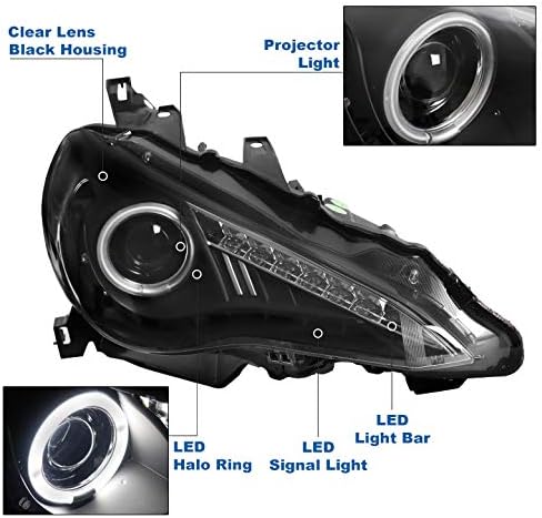 ZMAUTOPTS LED LED HALO Projecor Fartlight Feardlamp Black Compatível com 2012- Subaru BRZ / 2015- Scion FR-S