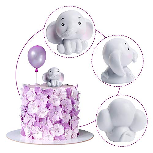 Ercadio 1 pacote adorável 3d Baby Elephant Cake Topper Resina Little Figurina Doll Jungle Safari Animais Decoração de Cake para Baby Shower Kids meninos Meninas Festas de aniversário