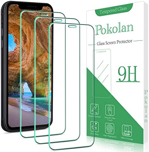 Pokolan [3 pacote] projetado para iPhone 11, xr 6,1 polegadas protetor de tela de vidro temperado, dureza 9h, anti-arranhão, bolhas sem bolhas, amigável
