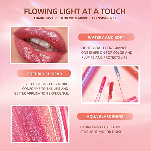 ASEAWAVE Girls Lip Gloss, brilho labial cintilante para meninas adolescentes e mulheres, | Brilho xarope | Acabamento brilhante