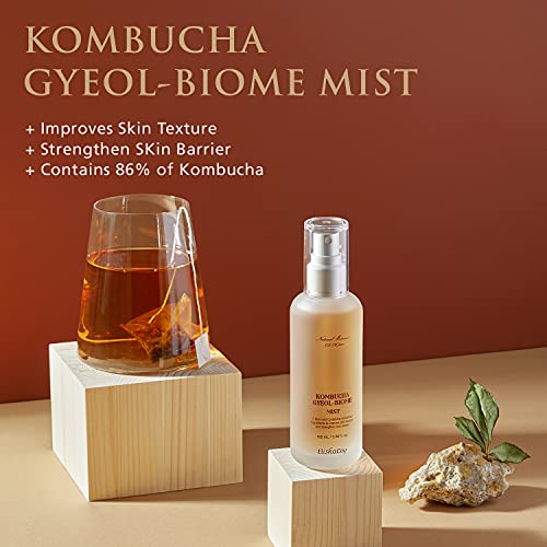 Elishacoy kombucha gyeol névoa bioma - hidratação e névoa de spray de face hidratante e suavizante - melhorando a textura da