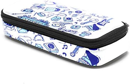 Bolsa de caneta de capa de lápis de instrumentos azuis com saco de armazenamento de saco de papelaria duplo com zíper para escritórios