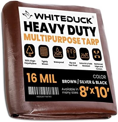 Whiteduck 8 'x 10' Super Poly Tarpo Poly grossa 16 mil, água à prova d'água RIP resistente a UV/Tarpo à prova de lágrimas