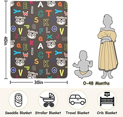 Cataku Bear fofo alfabeto cobertor de bebê para meninos meninas algodão Cobertores Campa Cama Lança macio macio recebimento de bebê
