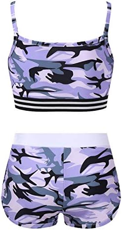 Doomiva Girls Sports Roupfits Camouflage Tank Crop shorts Definir treino atlético ATIVO ATIVO DE DANÇA DE DANÇA