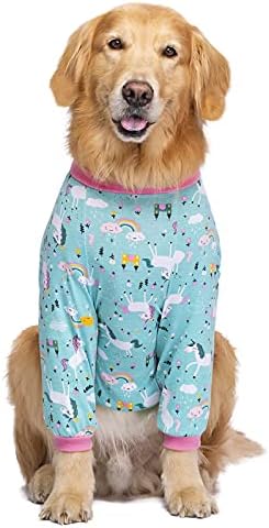 Miaododo algodão grande camisa de cachorro, camiseta curta roupas de cachorro com mangas, pijamas de cachorro PJS Proteção