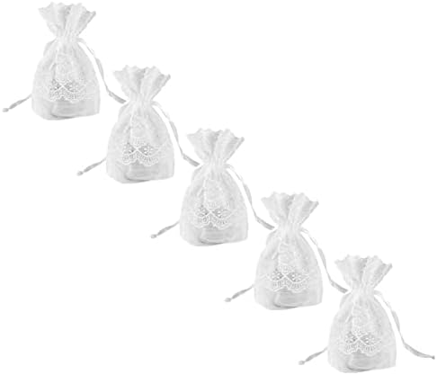 10pcs sacos de suprimentos de bolsas de noiva do festival bolsas de jóias favoritos fios desenho chique portátil branco para delicado artesanato de armazenamento renda de natal aniversário de casamento diy banheiro