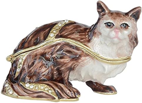Jiaheyou Jewelned Kitten Cat Article Binket Box Collectible, Brown,