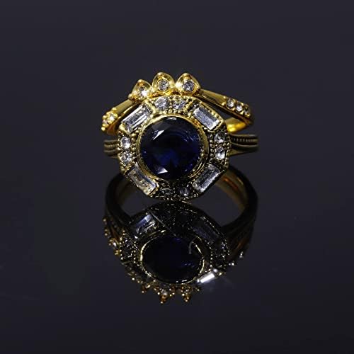 2023 Novo zircão de moda de pedra engajado para mulheres anel de jóias azuis jóias brilhantes anéis redondos altos e baixos anel de
